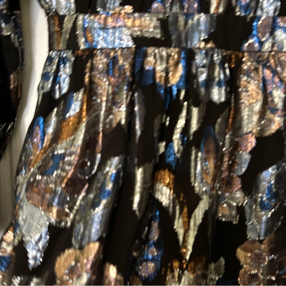 Ramy Brook Womens Jacquard Mini Dress Metallic Floral - Medium Shaina Dresz - Picture 10 of 15